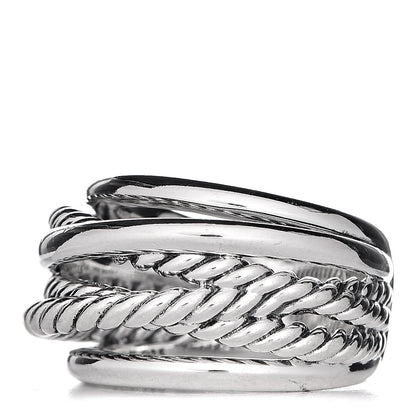David Yurman Sterling Silver 15mm Narrow Crossover Cable Ring 54 7 3 of 5