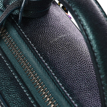 Chanel Iridescent Caviar Quilted Medium CC Filigree Vanity Case Dark Turquoise 11 of 13
