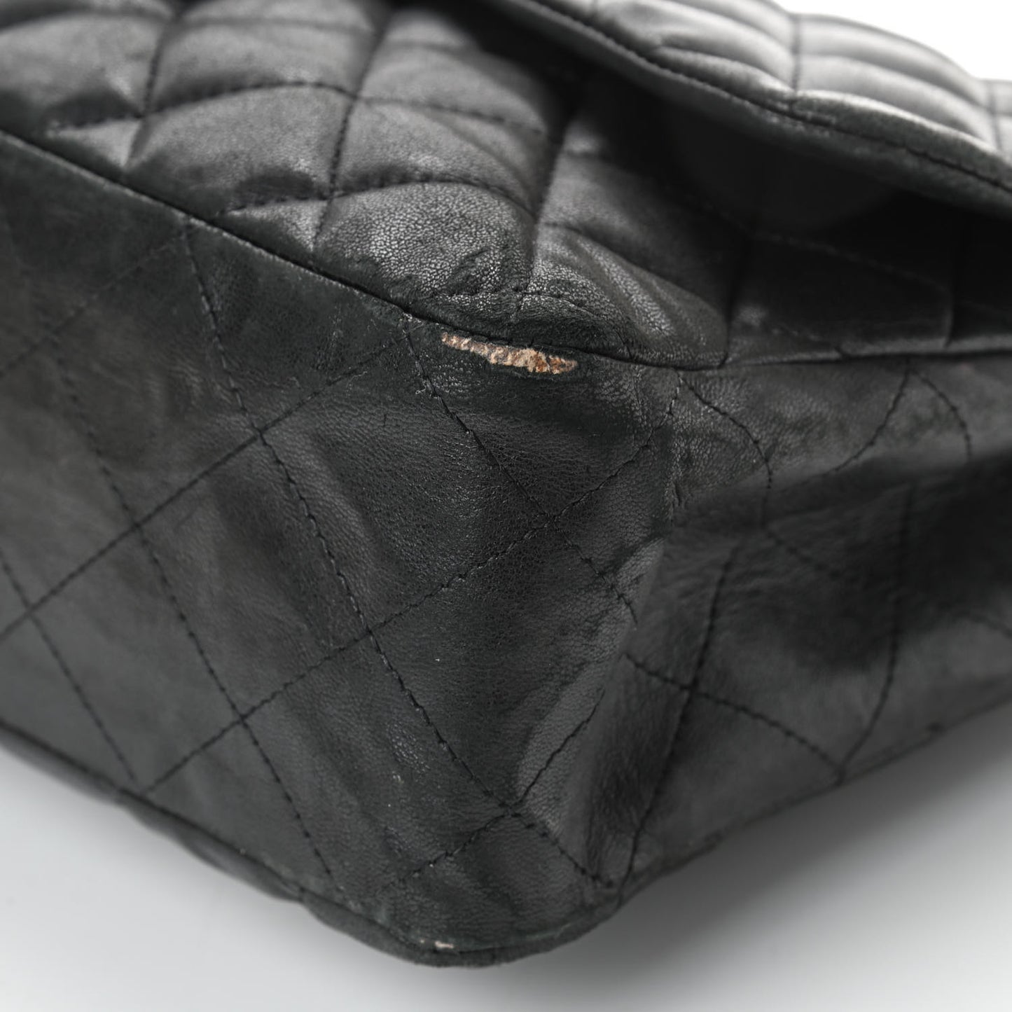 Lambskin Quilted Jumbo Single Flap Black