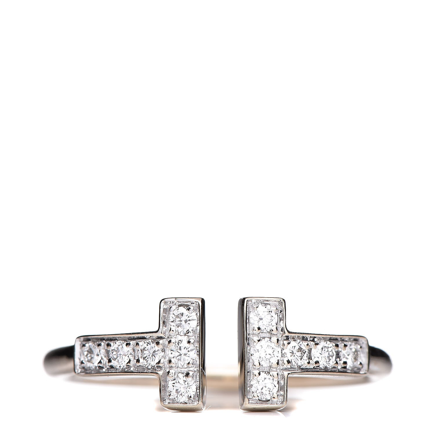 Tiffany 18K White Gold Diamond T Wire Ring 49 4.75 1 of 5
