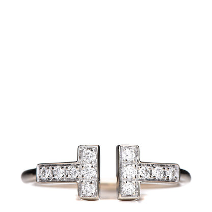 Tiffany 18K White Gold Diamond T Wire Ring 49 4.75 1 of 5