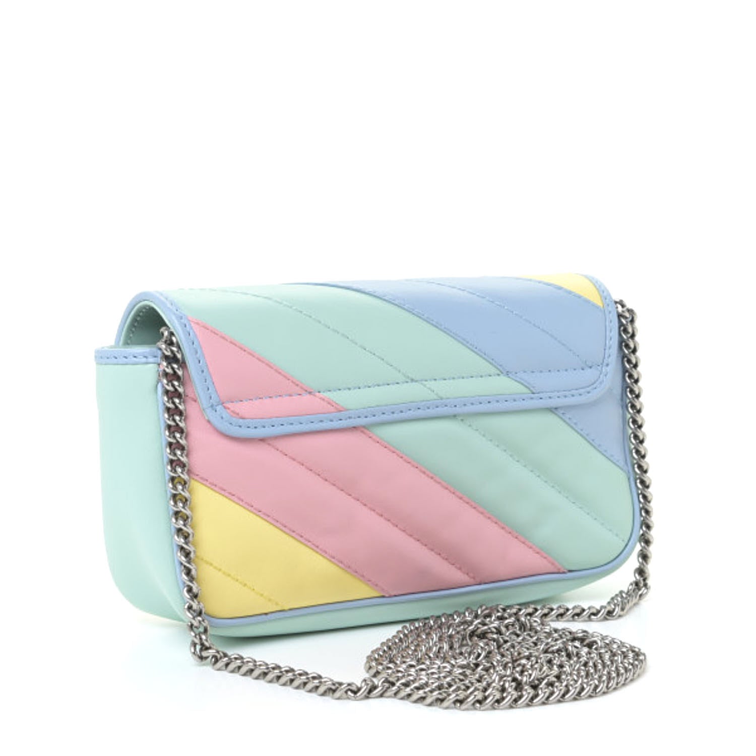 Gucci Calfskin Matelasse Diagonal Super Mini GG Marmont Shoulder Bag Multicolor Pastel 3 of 9
