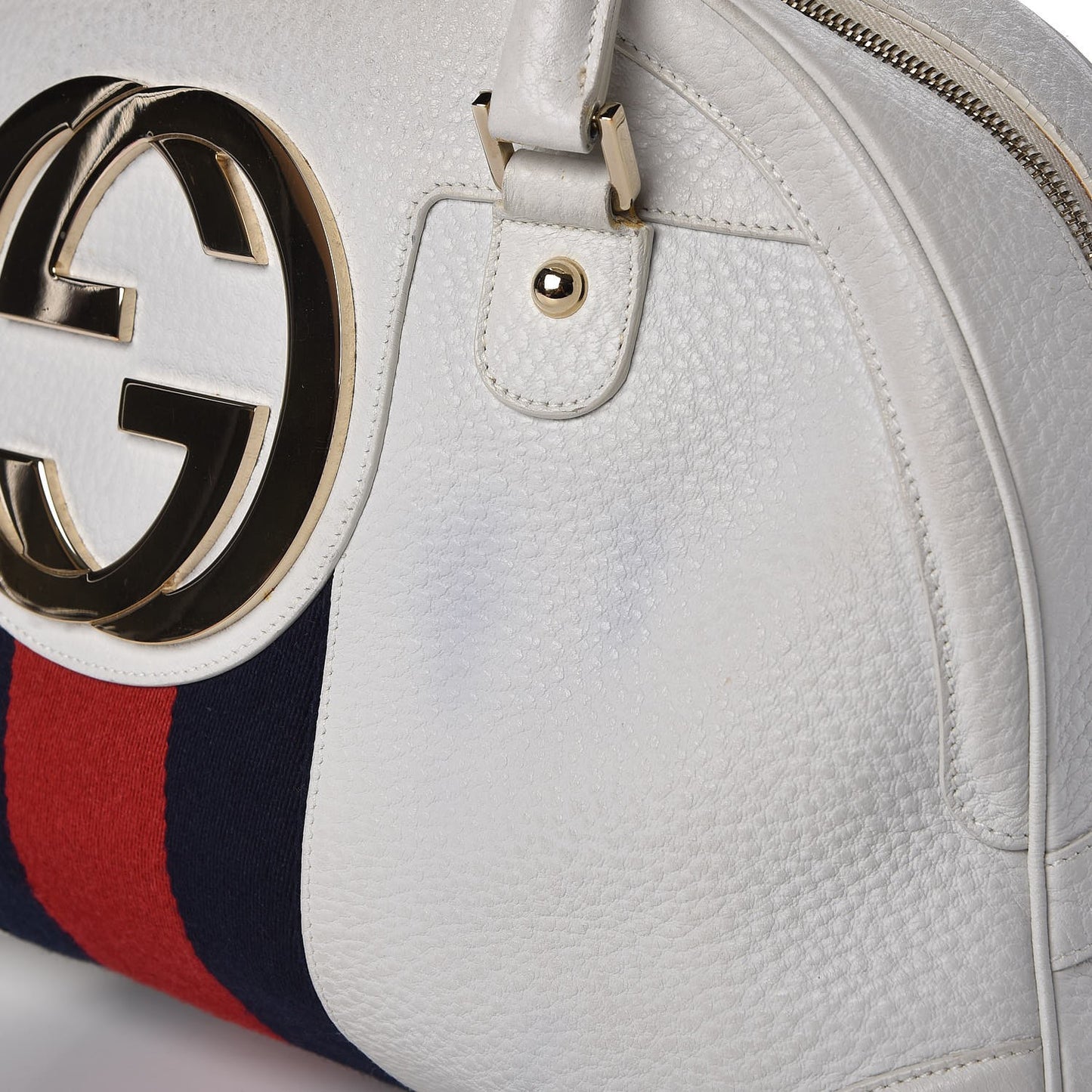 Calfskin Web Blondie Bowler White