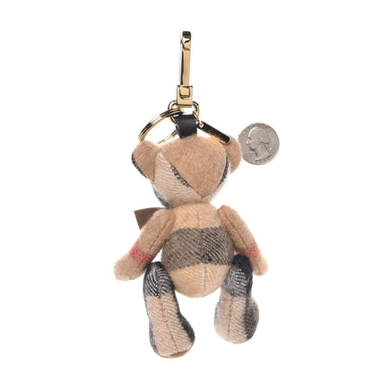 Burberry Cashmere House Check Thomas Bear Bag Charm Camel Gold 2 of 3