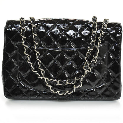 Chanel Crackled Patent Jumbo Flap Black SHW 4 of 11