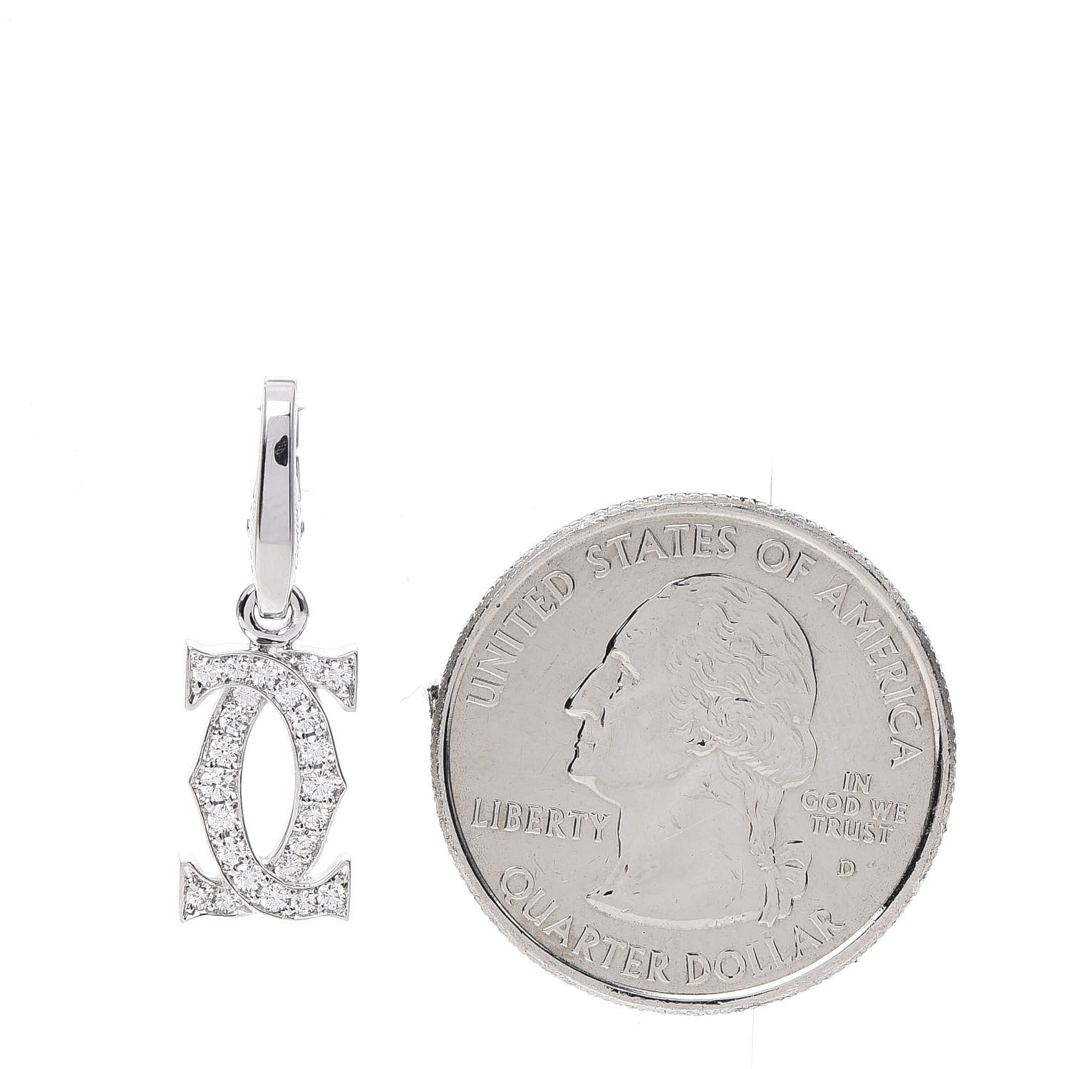 Cartier 18K White Gold Diamond Logo Charm 2 of 4