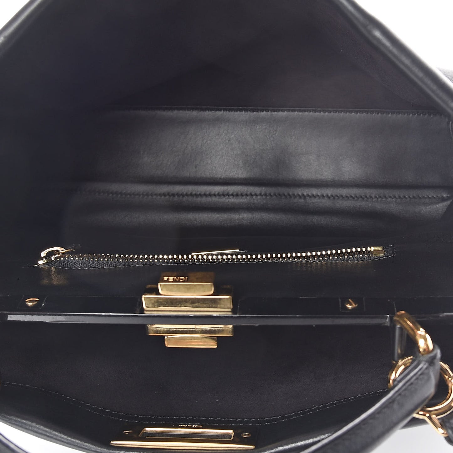 Vitello Seta Shiny Nappa Large Peekaboo Iconic Satchel Black
