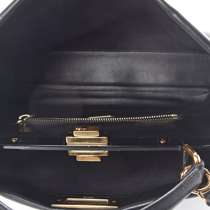 Fendi Vitello Seta Shiny Nappa Large Peekaboo Iconic Satchel Black 6 of 9