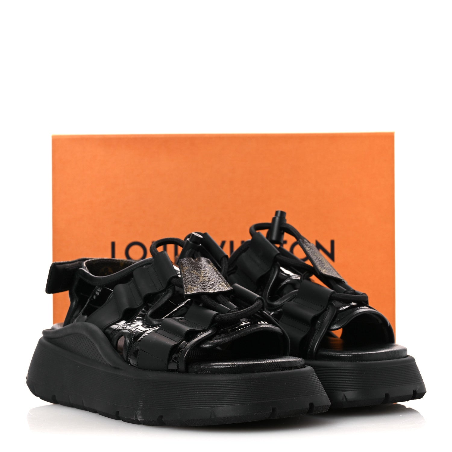 Louis Vuitton Lambskin Sunset Comfort Platform Sandals 38 Black 11 of 11