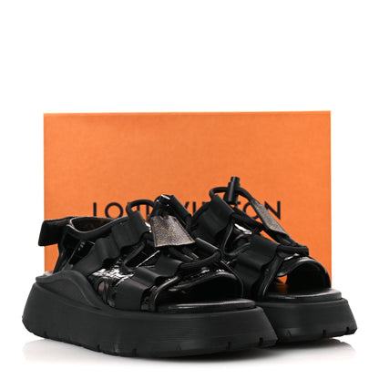 Louis Vuitton Lambskin Sunset Comfort Platform Sandals 38 Black 11 of 11