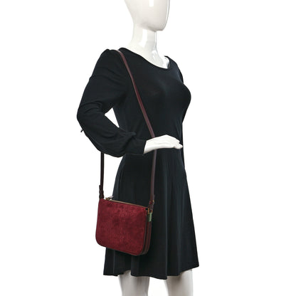 Saint Laurent Suede All-Over Monogram Crossbody Burgundy 2 of 8