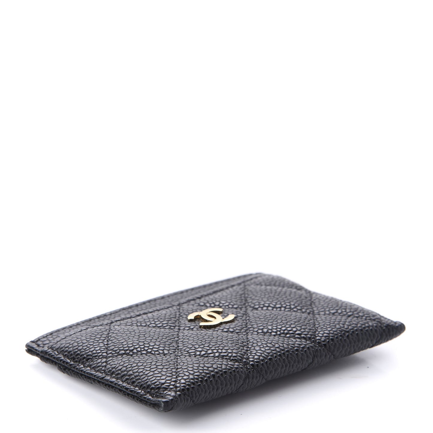 Caviar Quilted Card Holder Black