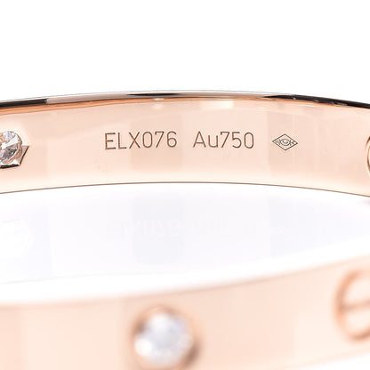 Cartier 18K Pink Gold 4 Diamond LOVE Bracelet 17 5 of 6