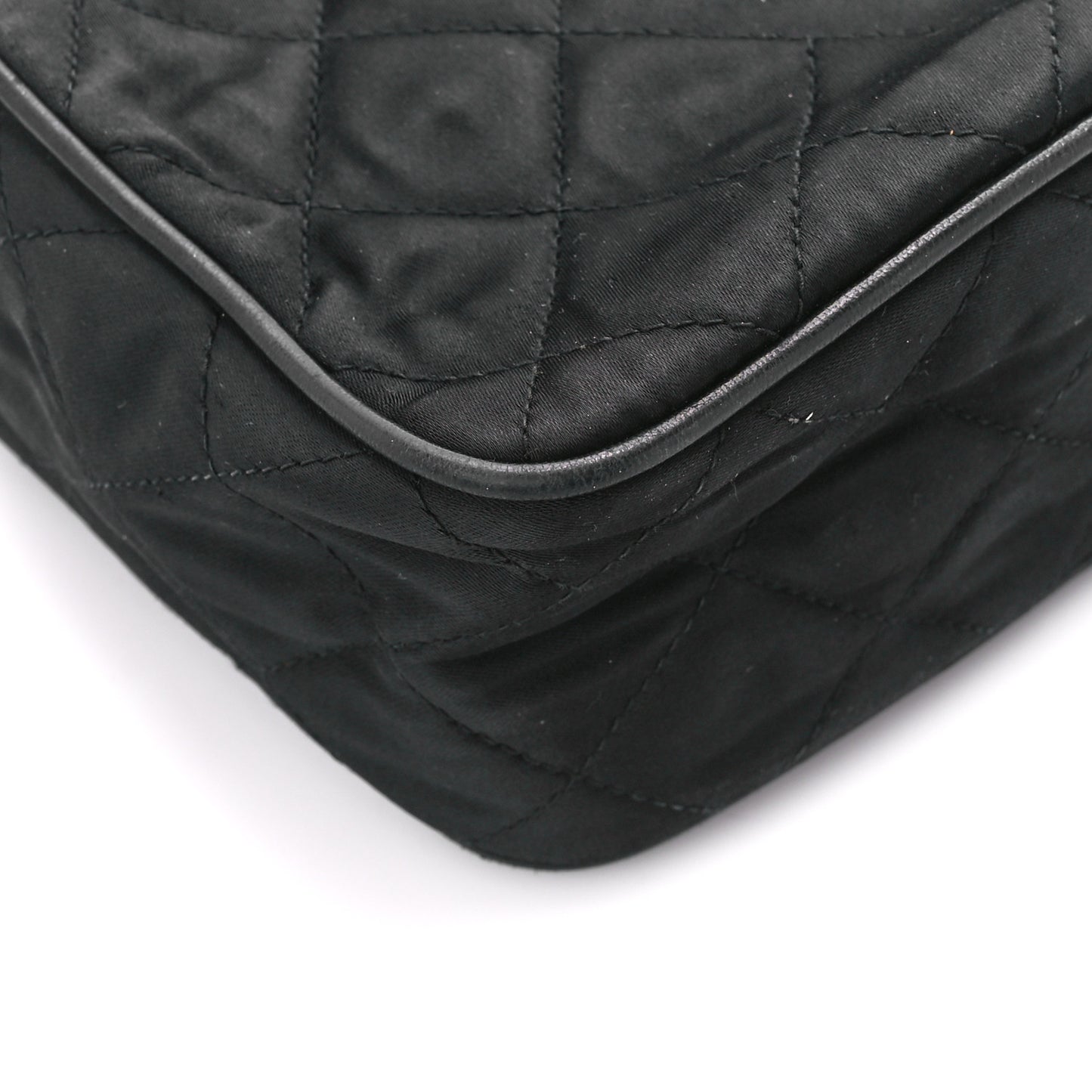 Satin Quilted Tassel Camera Case Black