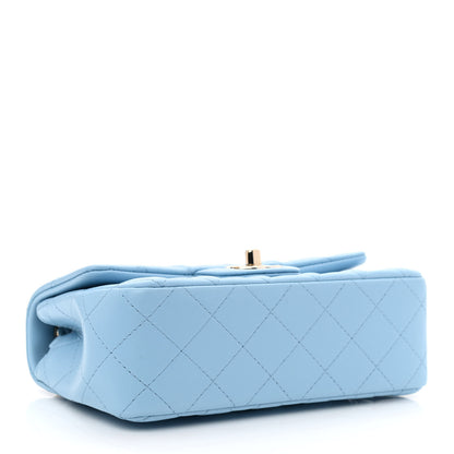 Chanel Lambskin Quilted Mini Rectangular Flap Light Blue 3 of 9