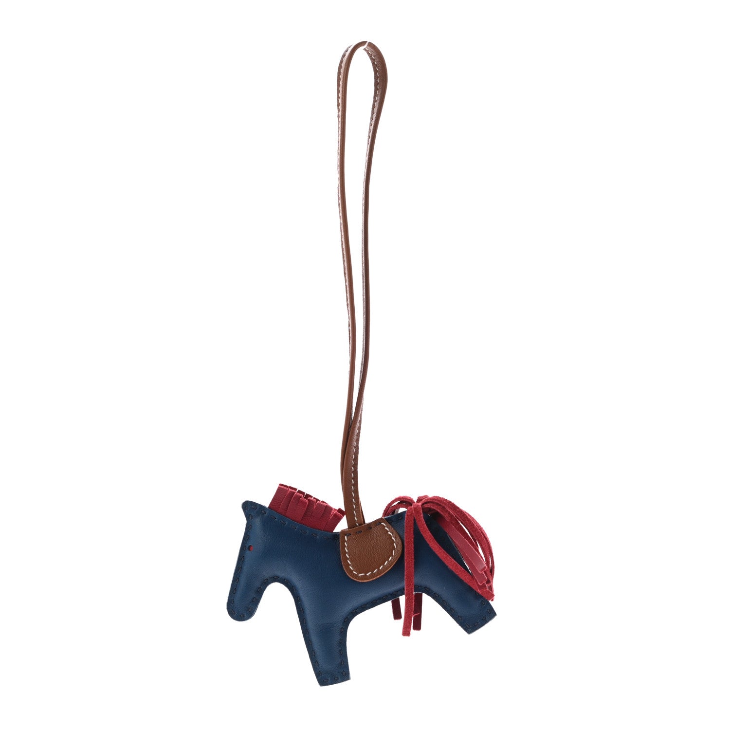 Hermes Milo Lambskin Grigri Rodeo Horse Bag Charm PM Bleu de Malte Rubis Fauve 1 of 4