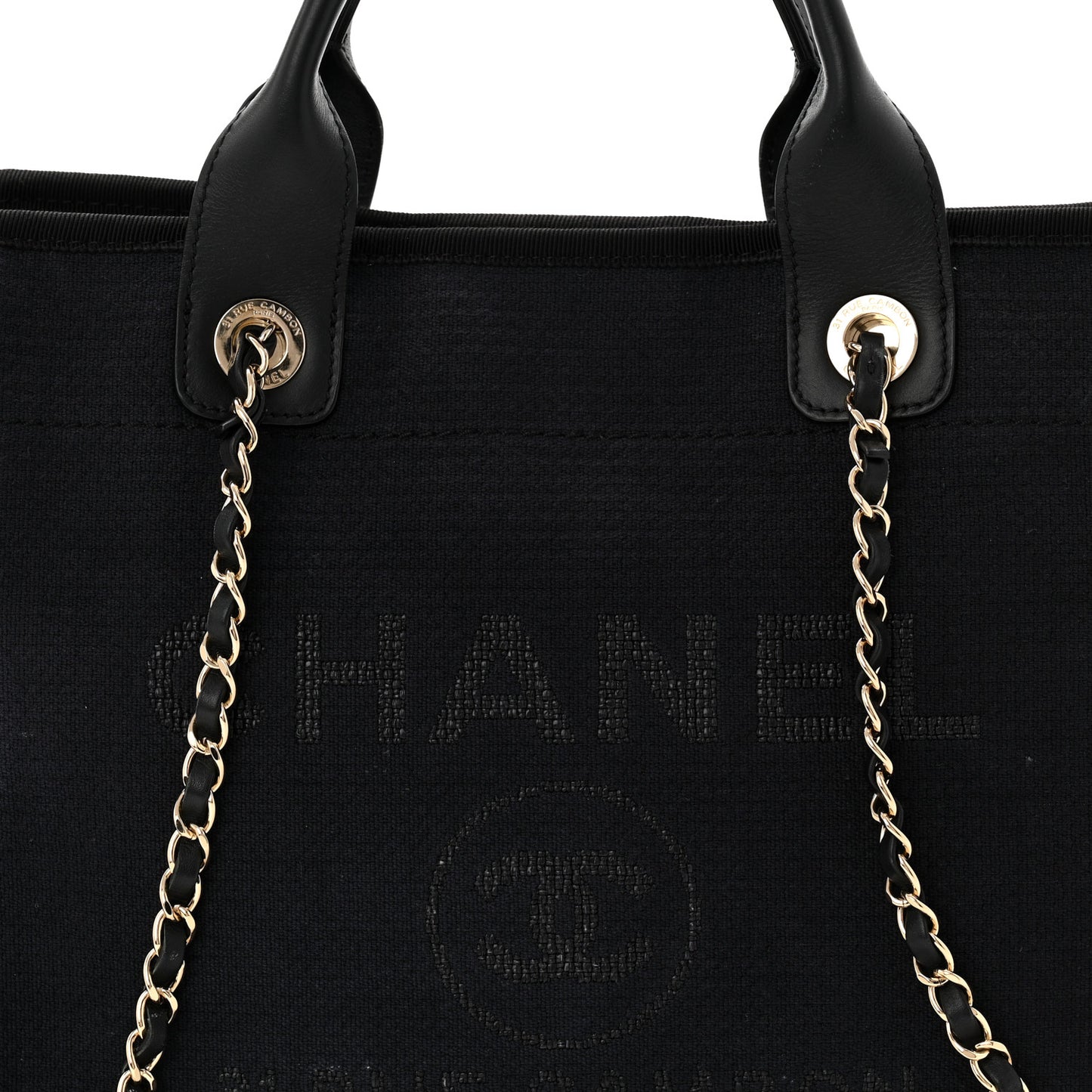 Mixed Fibers Calfskin Medium Deauville Tote Navy Blue
