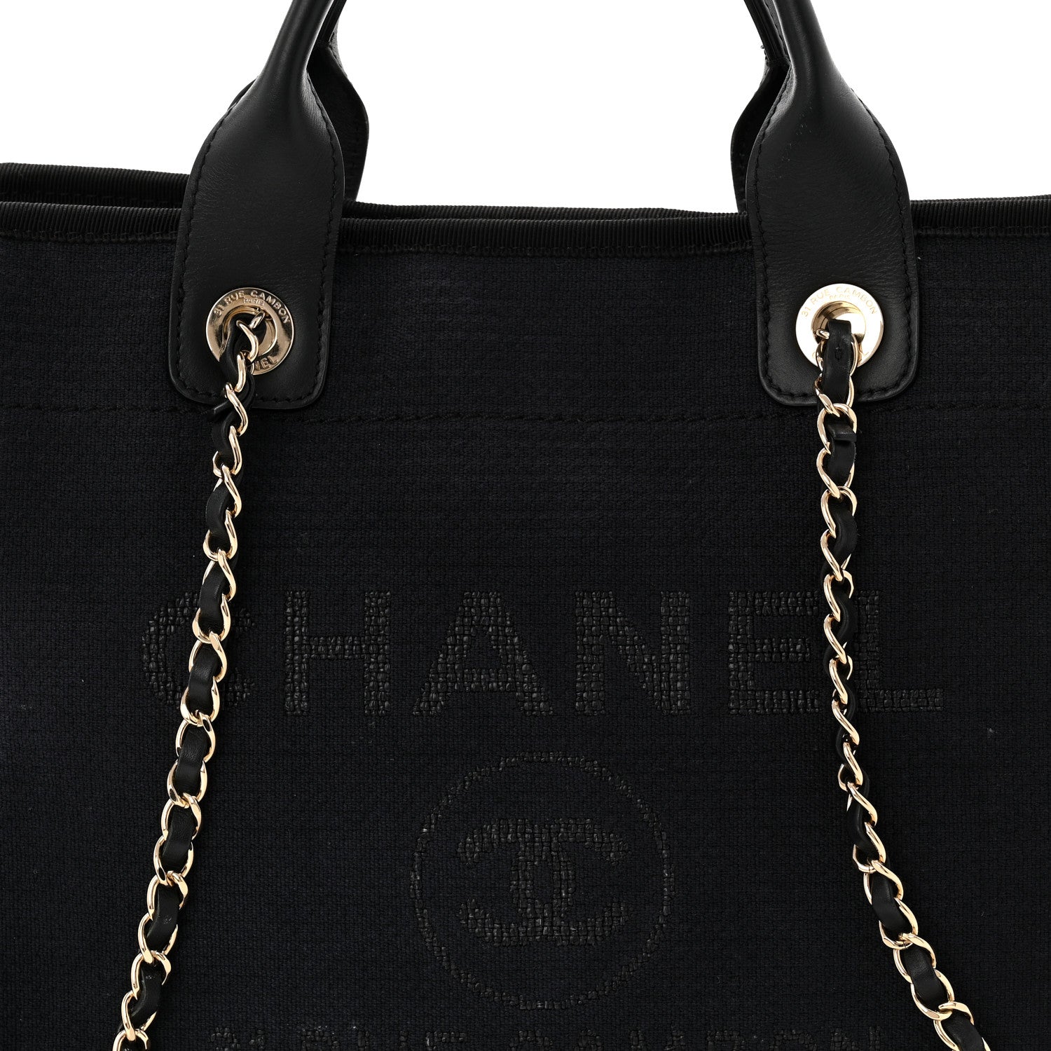 Chanel Mixed Fibers Calfskin Medium Deauville Tote Navy Blue 8 of 10