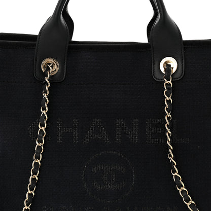 Chanel Mixed Fibers Calfskin Medium Deauville Tote Navy Blue 8 of 10