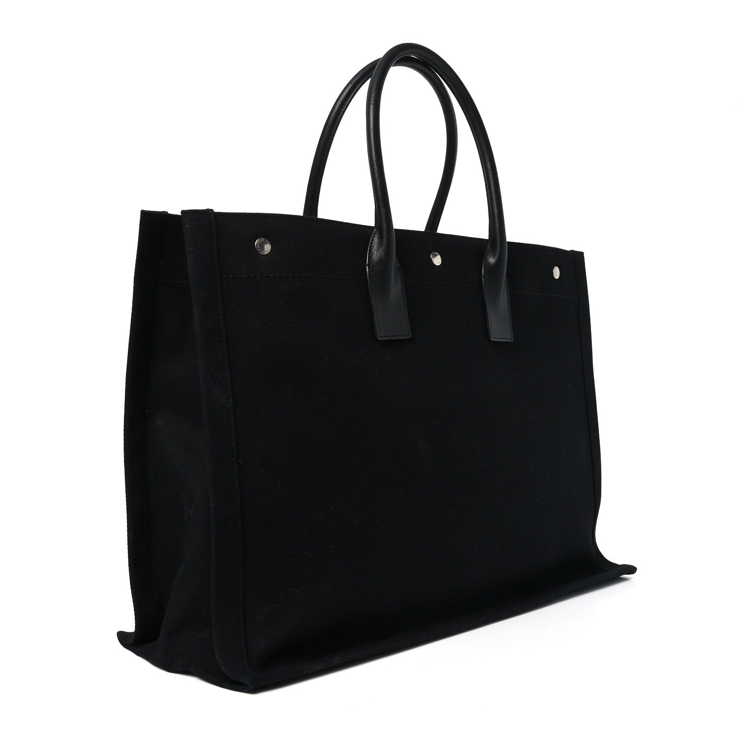 Saint Laurent Linen Calfskin Rive Gauche Tote Black 2 of 10