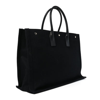 Saint Laurent Linen Calfskin Rive Gauche Tote Black 2 of 10