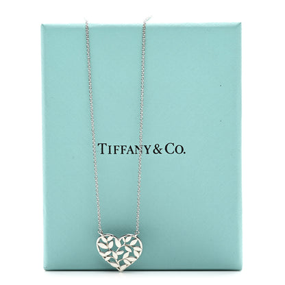 Tiffany Sterling Silver Paloma Picasso Olive Leaf Heart Pendant Necklace 5 of 5