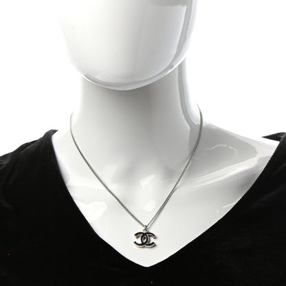 Chanel Enamel CC Necklace Silver Black 2 of 5