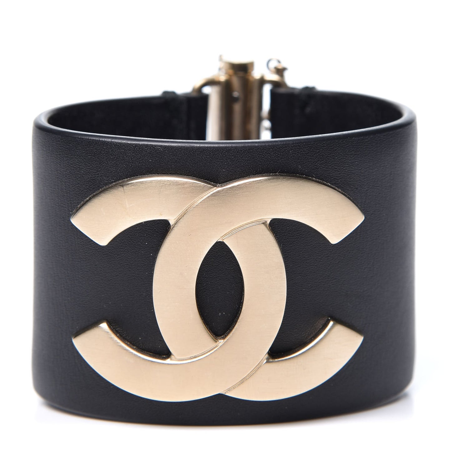 Calfskin CC Wide Cuff S Black Gold