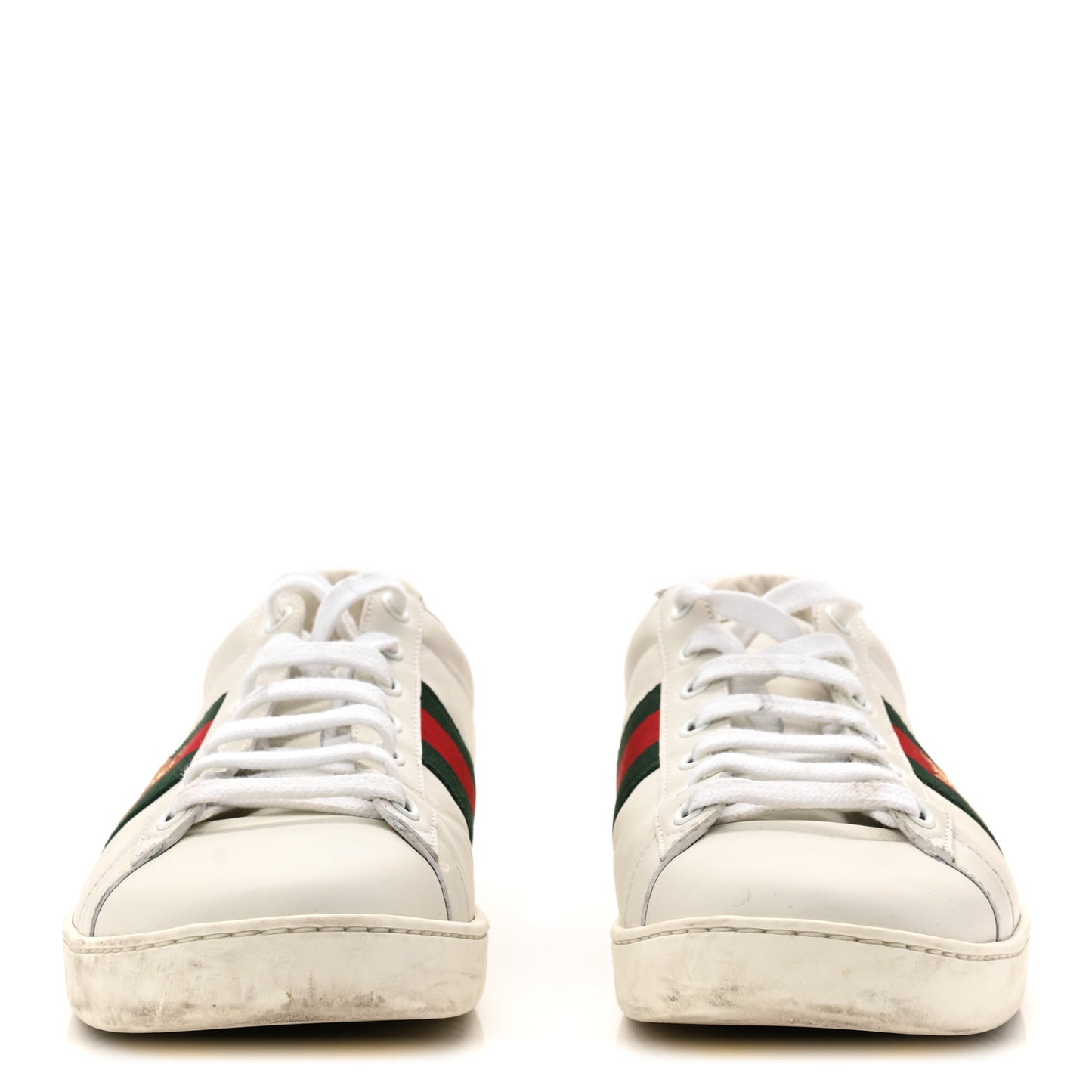 Calfskin Ayers Bee Embroidered Womens Ace Sneakers 39.5 White Green