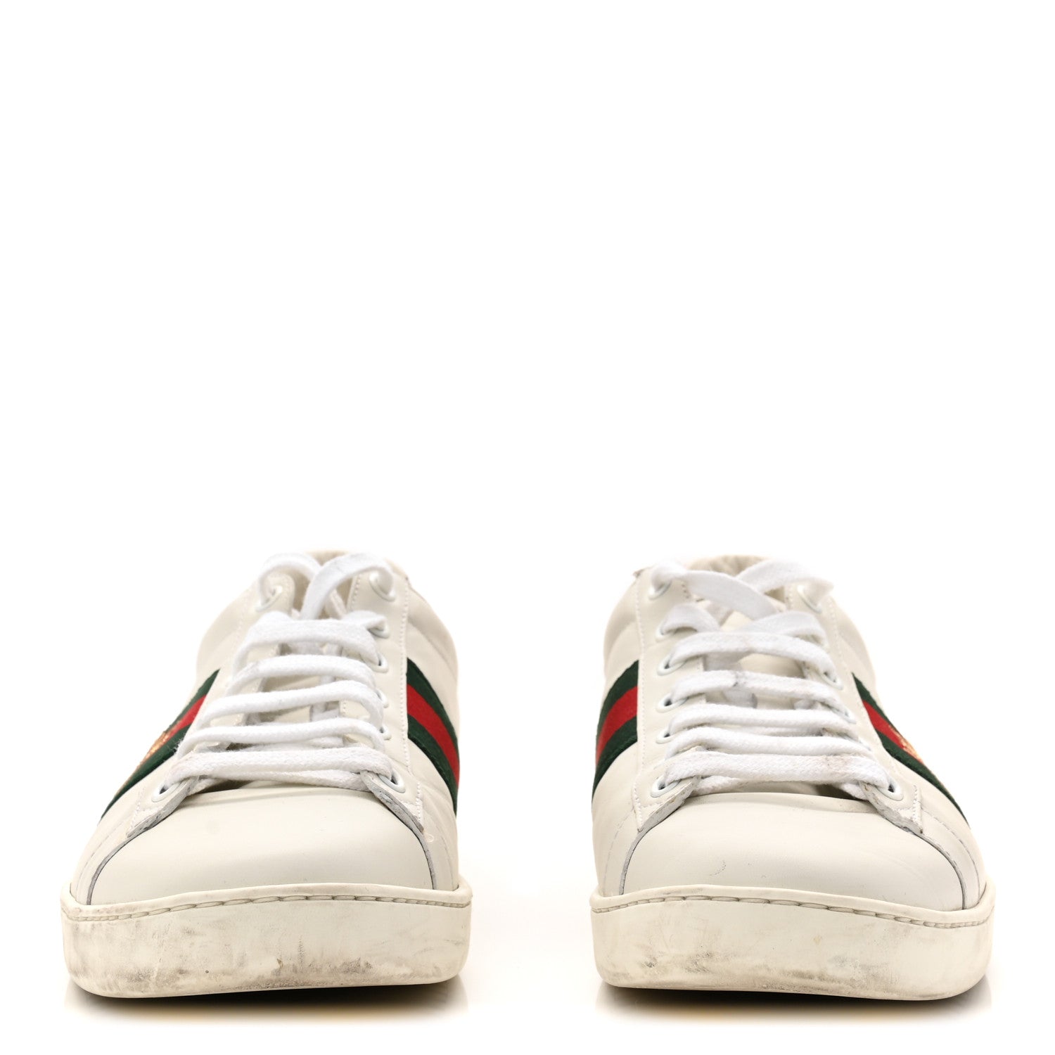 Gucci Calfskin Ayers Bee Embroidered Womens Ace Sneakers 39.5 White Green 4 of 20