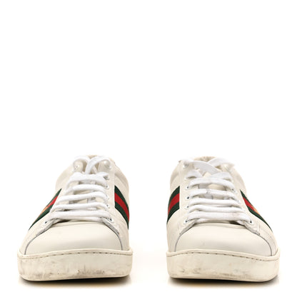 Gucci Calfskin Ayers Bee Embroidered Womens Ace Sneakers 39.5 White Green 4 of 20