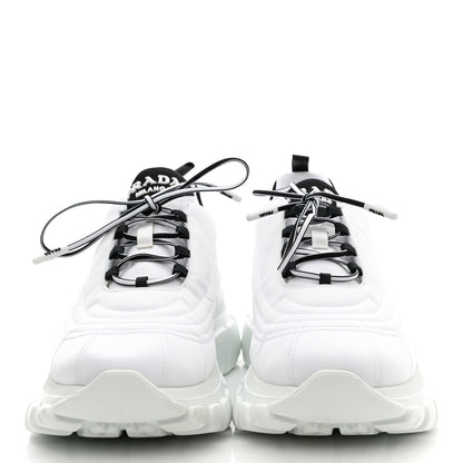 Prada Re-Nylon Gabardine Rubber Logo Quilted Womens 50mm Low Top Sneakers 38.5 White Black 2 of 9