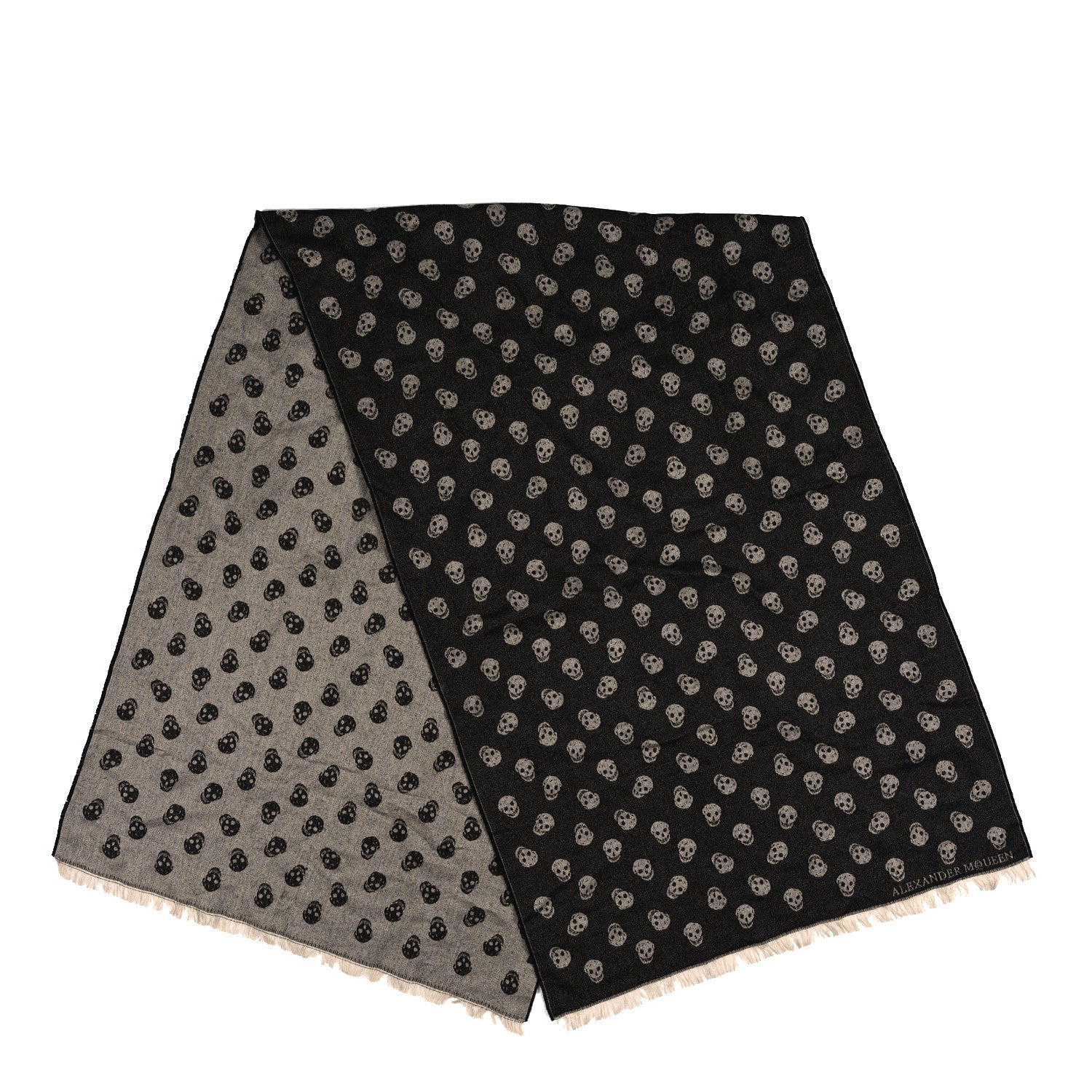 Alexander McQueen Wool Skull Scarf Ivory Black 2 of 4