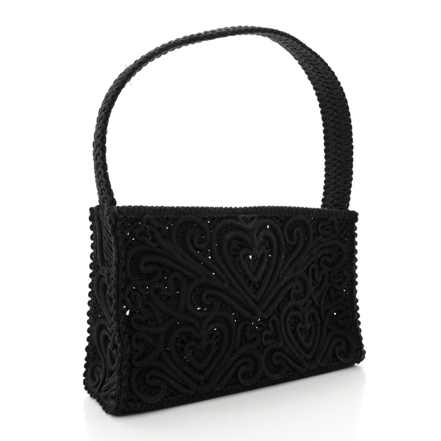 DOLCE GABBANA Cordonetto Lace Shoulder Bag Black
