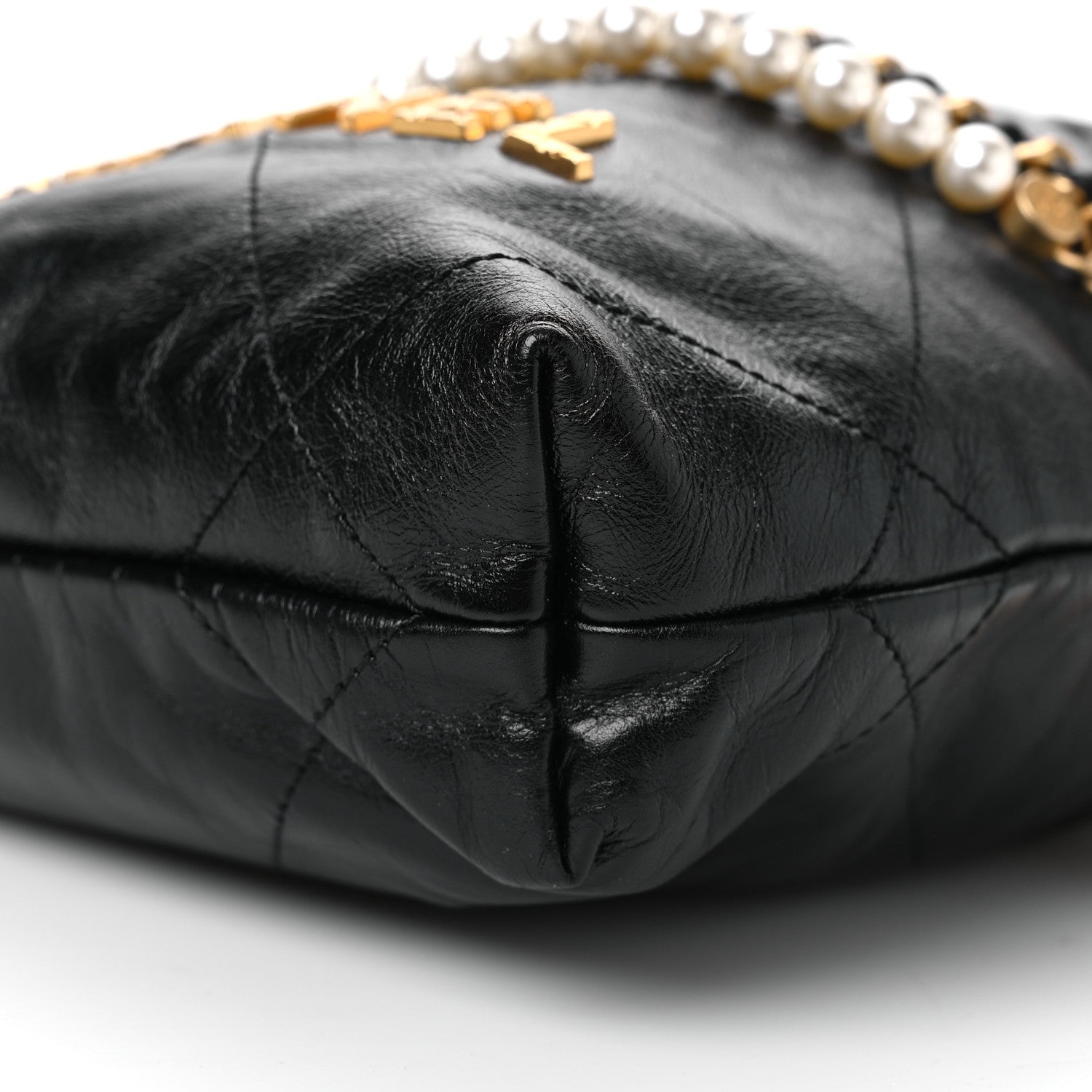 Chanel Shiny Crumpled Calfskin Quilted Pearl Mini Chanel 22 Black 10 of 10