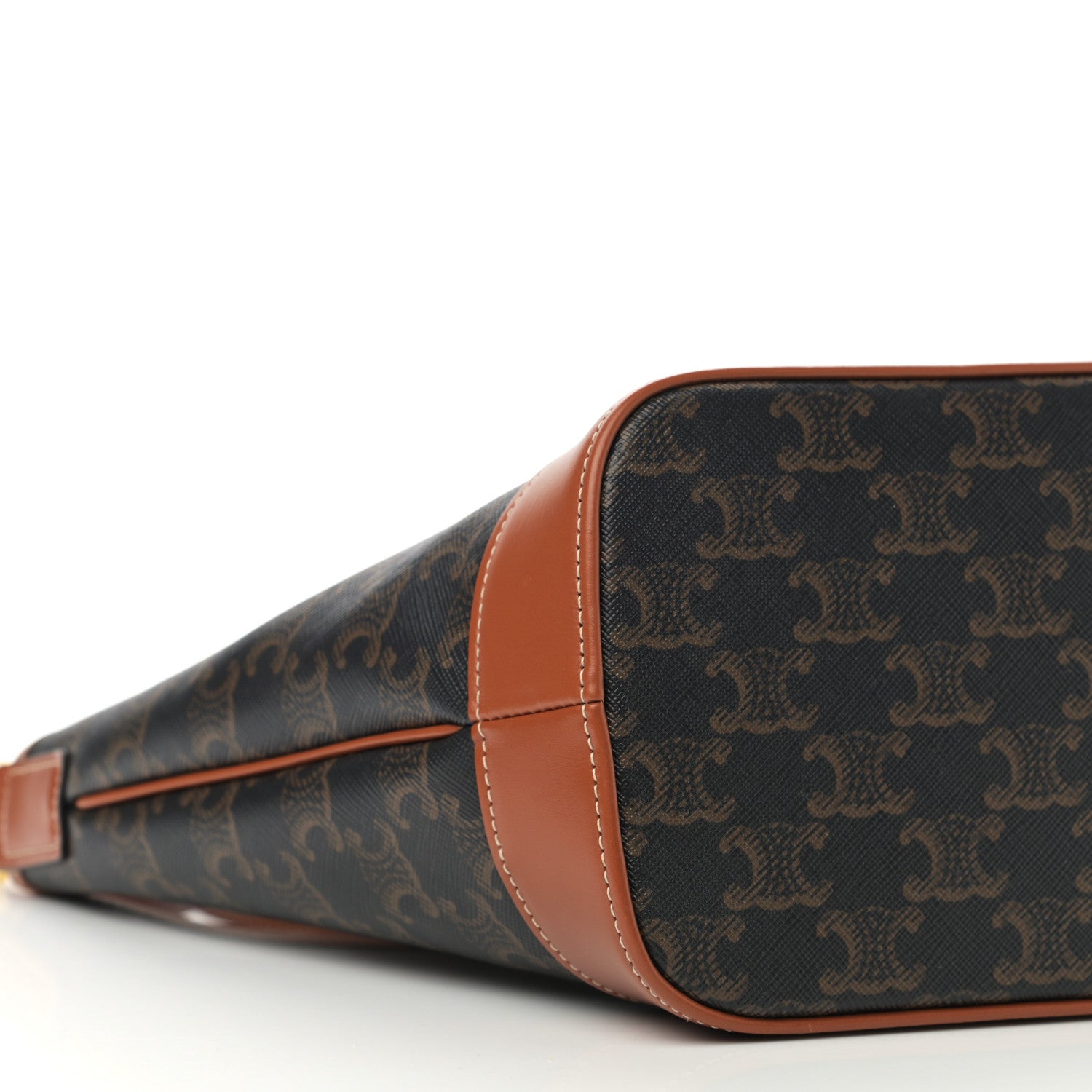 Celine Triomphe Canvas Calfskin Small Bucket Bag Tan 8 of 9