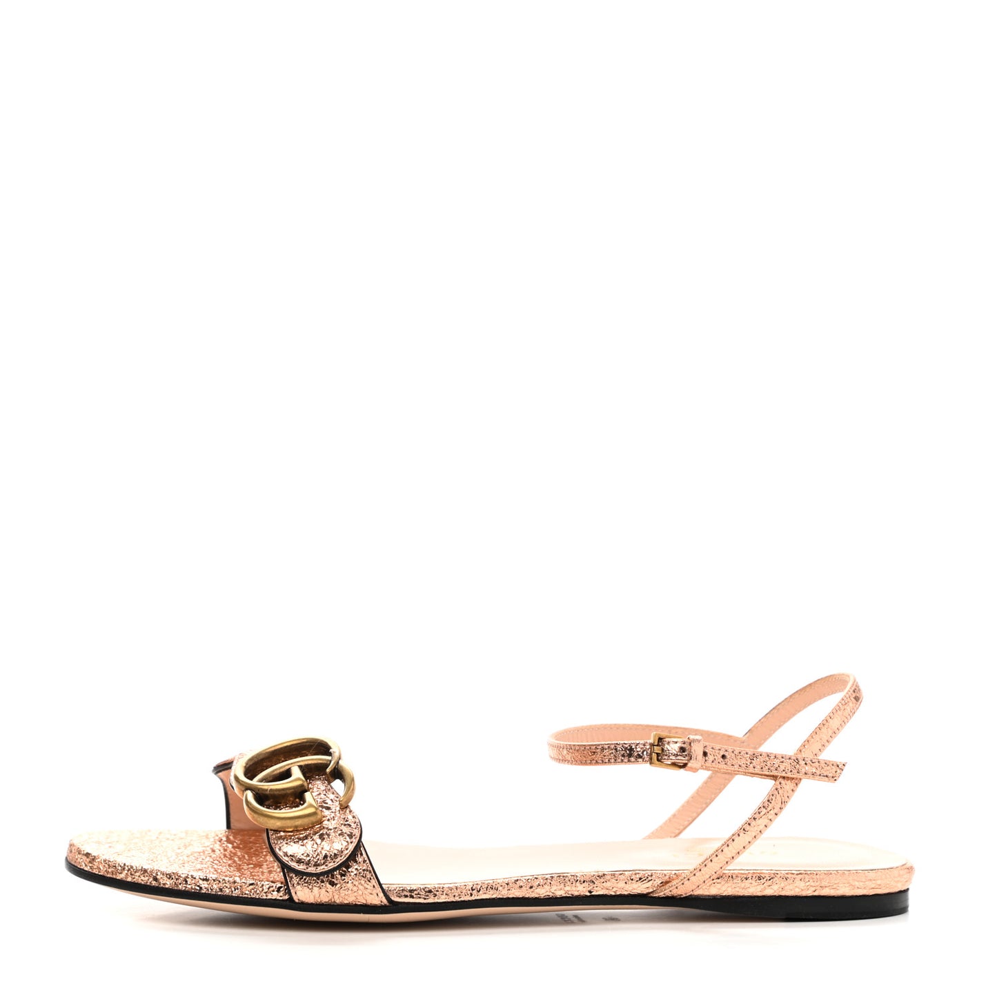 Galassia GG Marmont Ankle Wrap Flat Sandals 36 Salmone