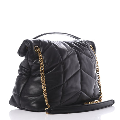 Saint Laurent Lambskin Quilted Medium Loulou Puffer Monogram Chain Satchel Black 3 of 13