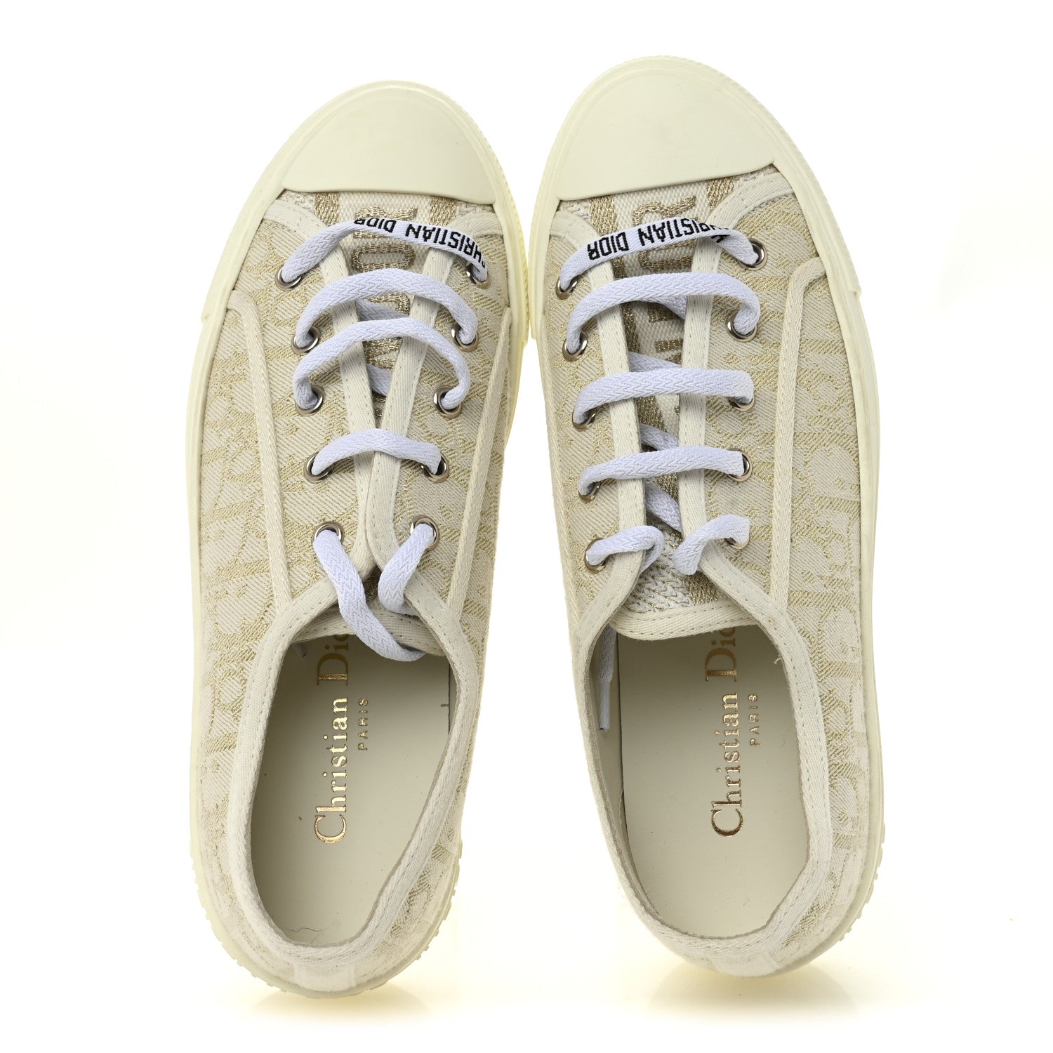 Christian Dior Canvas Oblique Walk'N'Dior Low Top Sneakers 37 Pale