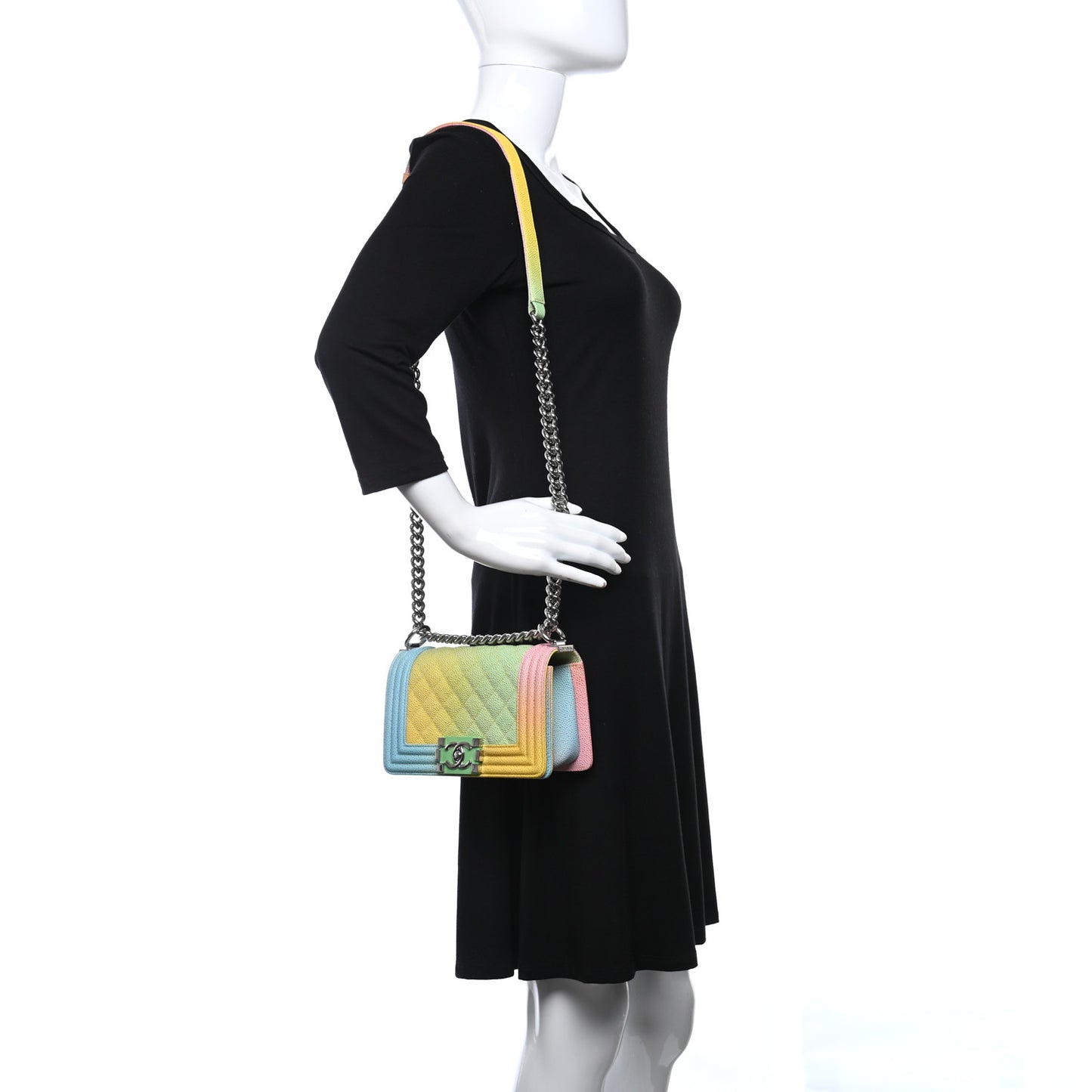 Caviar Quilted Small Cuba Rainbow Boy Flap Multicolor