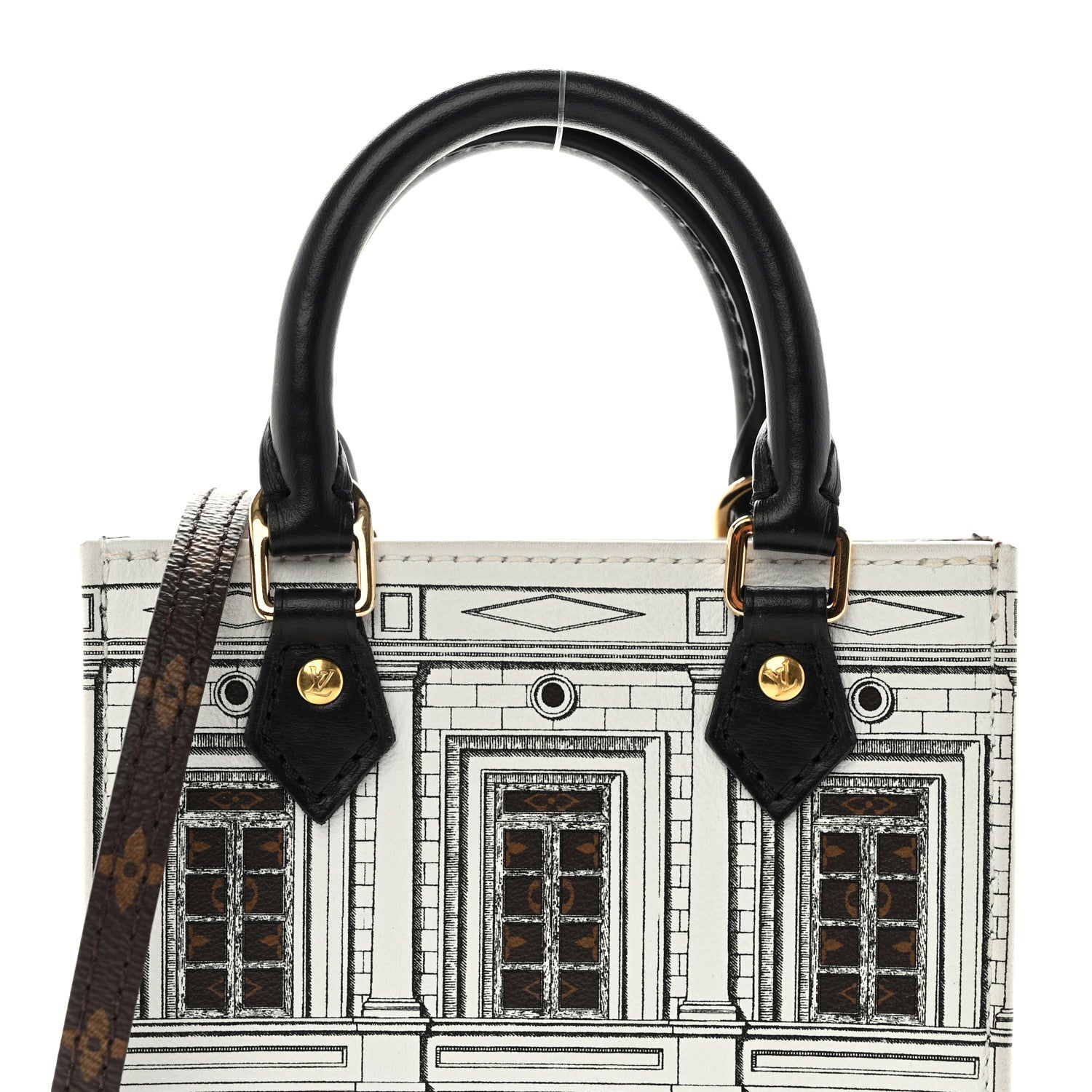 Louis Vuitton X FORNASETTI Calfskin Architettura Petit Sac Plat Black White 7 of 10