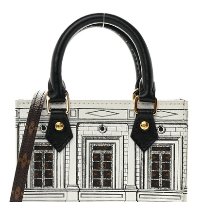 Louis Vuitton X FORNASETTI Calfskin Architettura Petit Sac Plat Black White 7 of 10