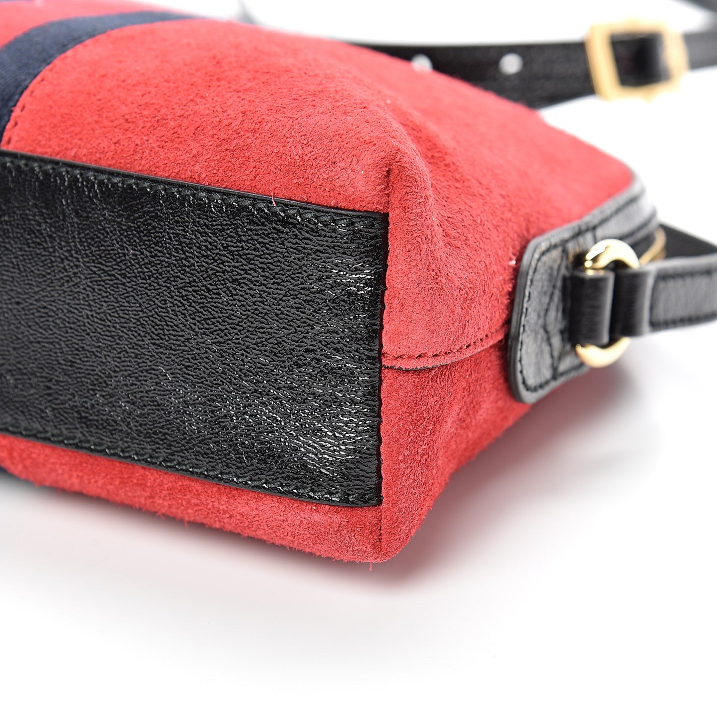 Suede Patent Web GG Small Ophidia Dome Shoulder Bag Hibiscus Red