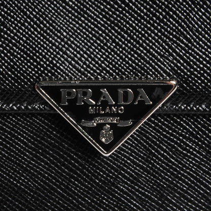 Prada Saffiano Medium Flap Bi-Fold Wallet Black 5 of 9