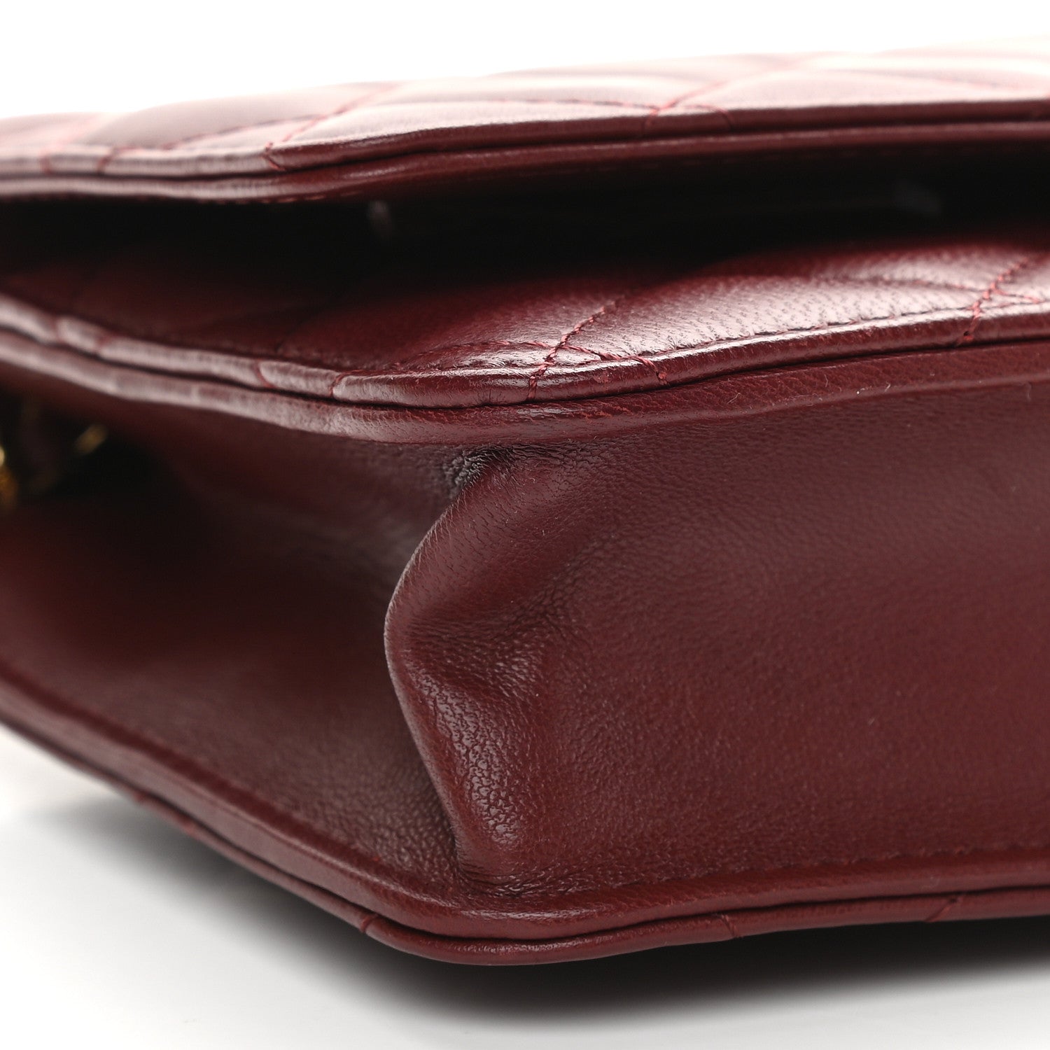 Chanel Lambskin Quilted Wallet On Chain WOC Burgundy 9 of 10