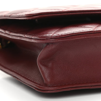 Chanel Lambskin Quilted Wallet On Chain WOC Burgundy 9 of 10