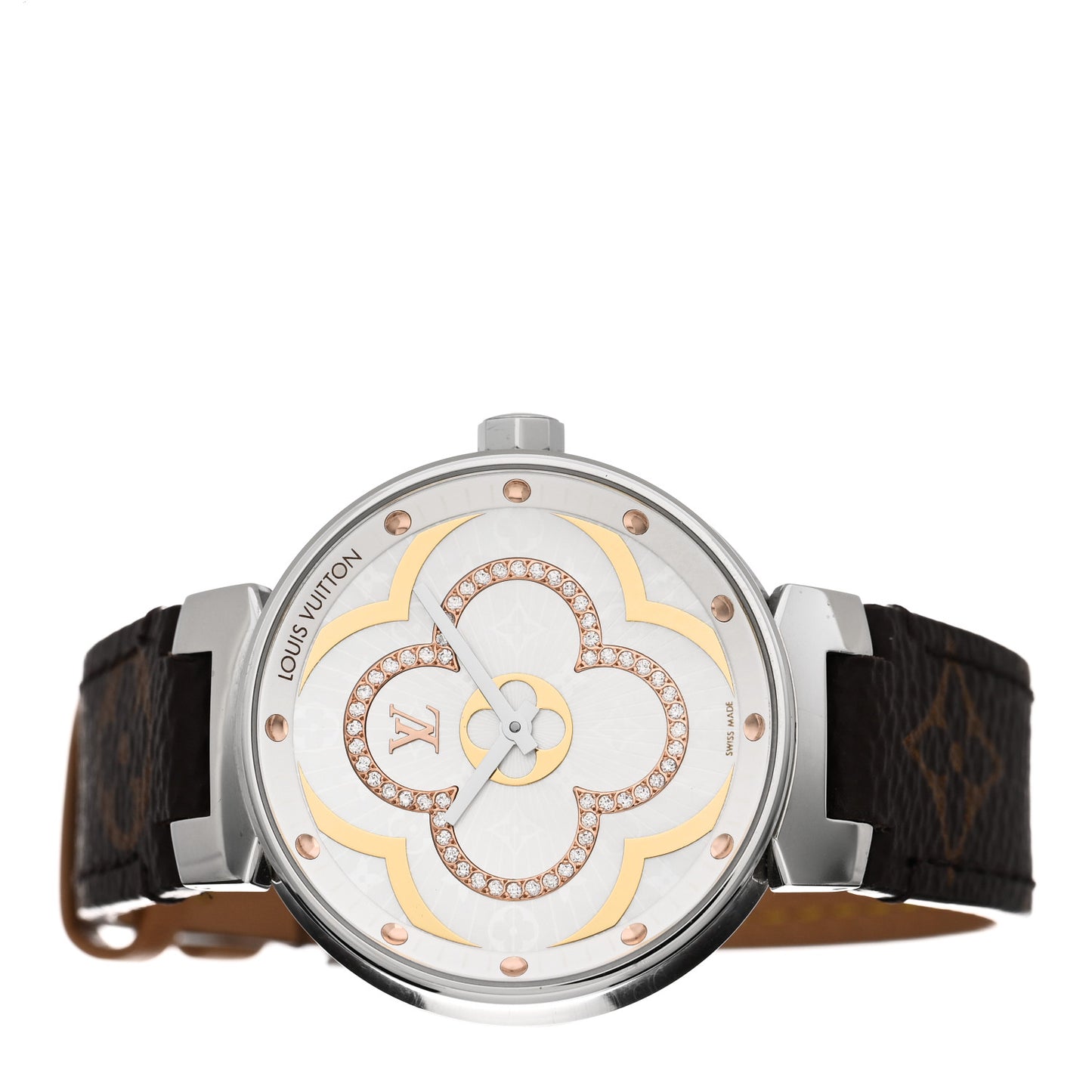 Stainless Steel Monogram Diamond 35mm Tambour Moon Divine Quartz Watch
