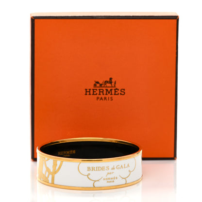 Hermes Enamel Printed Wide Brides De Gala Tattoo Bracelet 62 Cuivre 6 of 6