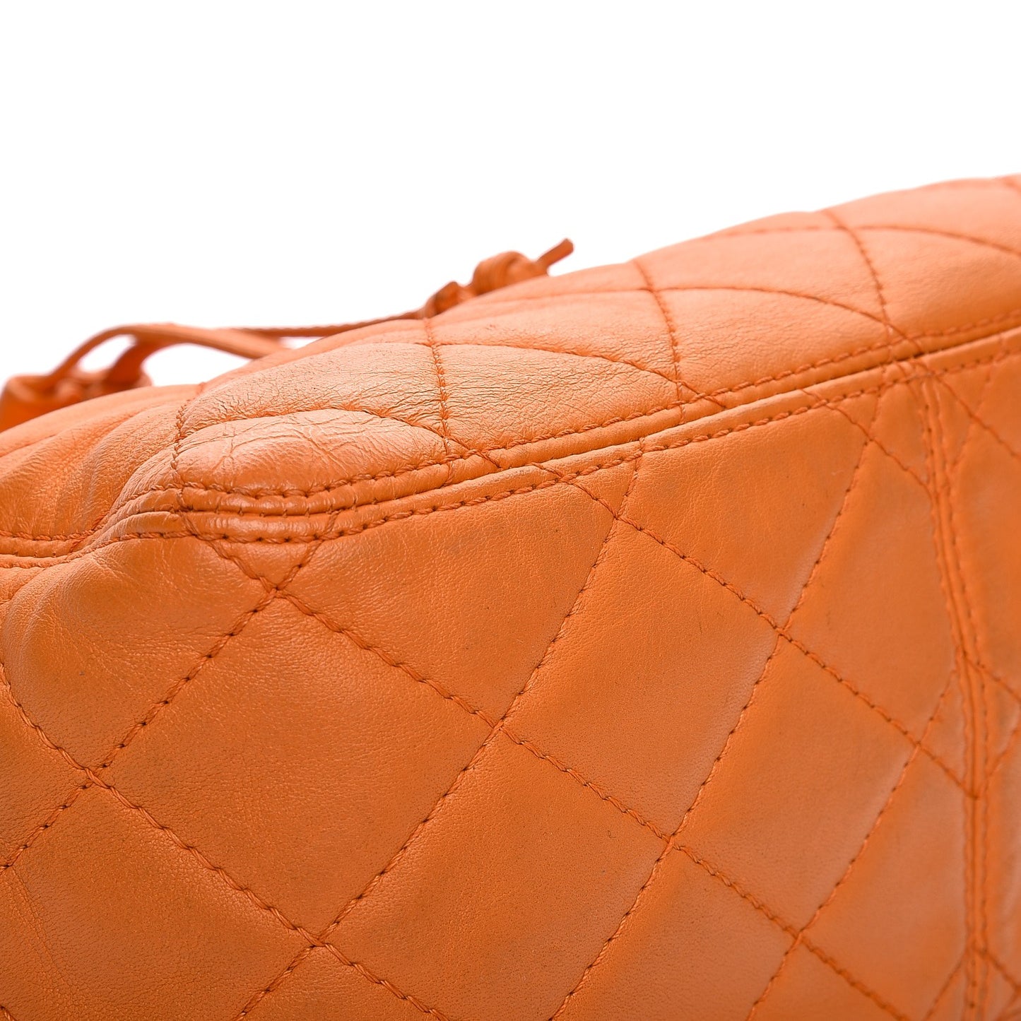 Lambskin Tortoise Drawstring Tote Orange