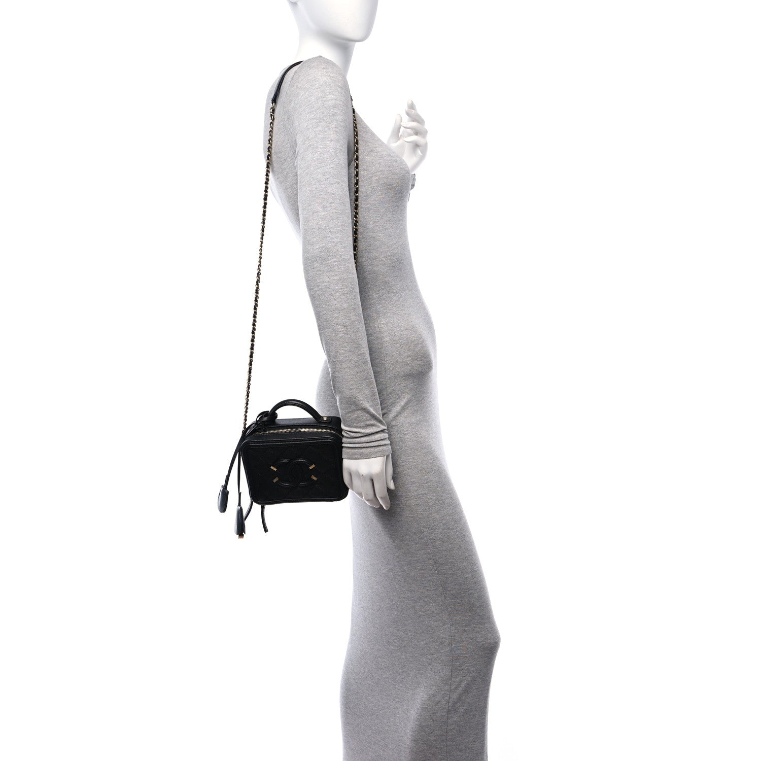 Chanel Caviar Quilted Small CC Filigree Vanity Case Black 2 of 11